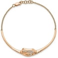 thumbnail image 2 of Solid 14k Rose Gold Polish Diamond Fancy Swirl Bar 7in w/.5 ext Bracelet - 7" Natural Diamonds, 2 of 6