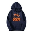 thumbnail image 5 of Taqqpue Halloween Hoodies for Women Casual Pumpkin Face Printed Drawstring Hooded Sweatshirt Fall Winter Long Sleeve Tops Loose Fit Y2K Oversized Hoodie Pullover with Pockets, 5 of 6