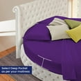 thumbnail image 3 of 500-TC Egyptian Cotton California King Round Bed Sheet Set – Fits 96" Diameter Mattress, 19-24" Deep Pocket – Solid Purple, California King 96" Diameter, 3 of 6