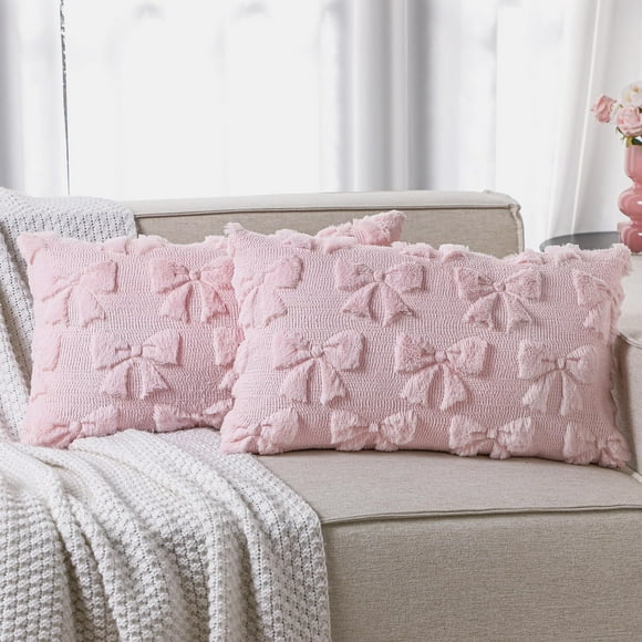 Fundas de almohada Mixweer Coquette de piel sintética rosa de 30 x 50 cm, juego de 2