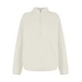 thumbnail image 6 of Qwertyu Womens Fleece Sweatshirts Cropped Half Zip Fuzzy Warm Pullover Varsity Jackets with Zipper Pockets Beige 2XL, 6 of 6