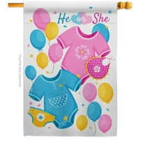 Breeze Decor H115262-BO He-She Celebration New Born Double-Sided Garden Decorative House Flag, Multi Color