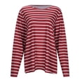 thumbnail image 3 of WEAIXIMIUNG T-Shirt Décontracté à Manches Longues et Col Rond pour Femmes, Confortable, à Rayures Imprimées, Légèrement Élastique, pour la Saint-Valentin, 3 of 7