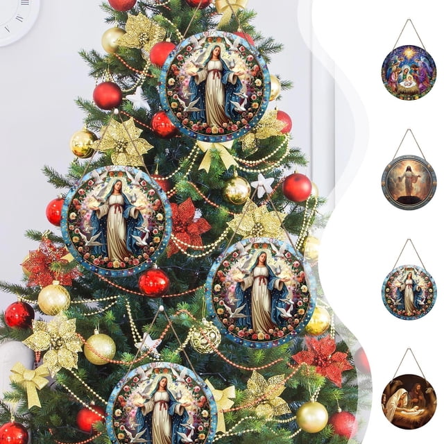 Adornos Navideños de 20 X 15 Cm (7,87 Pulgadas) para El Árbol de Navidad | Regalos Religiosos | Decoraciones de Madera Multicolor | Tamaño: 20 X 15 Cm | 1 Adorno