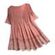 thumbnail image 2 of Fiudx Camisas para Mujer Moda Mujer Casual Cuello En V Blusa Sólida Manga Corta Botón Camiseta Verano Tops, 2 of 4