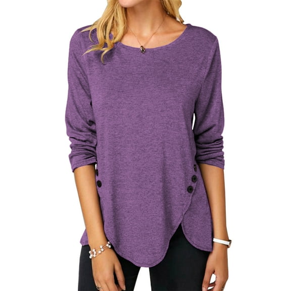 Sherrylily Women Long Sleeve Casual Blouse with Side Buttons
