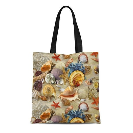 JSDART Canvas Tote Bag Shells Fancy Seashells at Beach Sea Star Fish ...