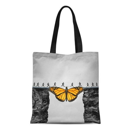 ASHLEIGH Canvas Tote Bag Opportunity and Transition Migration As Butterfly Acting Bridge Between Reusable Shoulder Grocery Shopping Bags