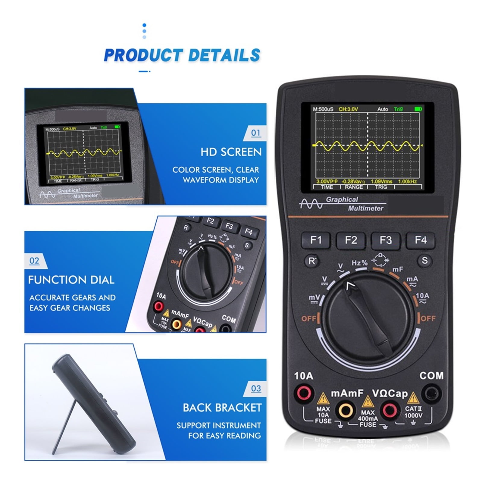 Intelligent Oscilloscope High Clarity Graphical Digital Oscilloscope Multimeter with 2.4 Inches Color Screen ,Professional Designed