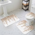 thumbnail image 3 of Brown Eucalyptus Leaves Bathroom Rugs Set Summer Farmhouses Botanical Non Slip Absorbent Soft Bath Mats 3 Piece Set with Bathroom Rug, U-Shaped Floor Mat, Toilet Seat Cover Small Size, 3 of 9