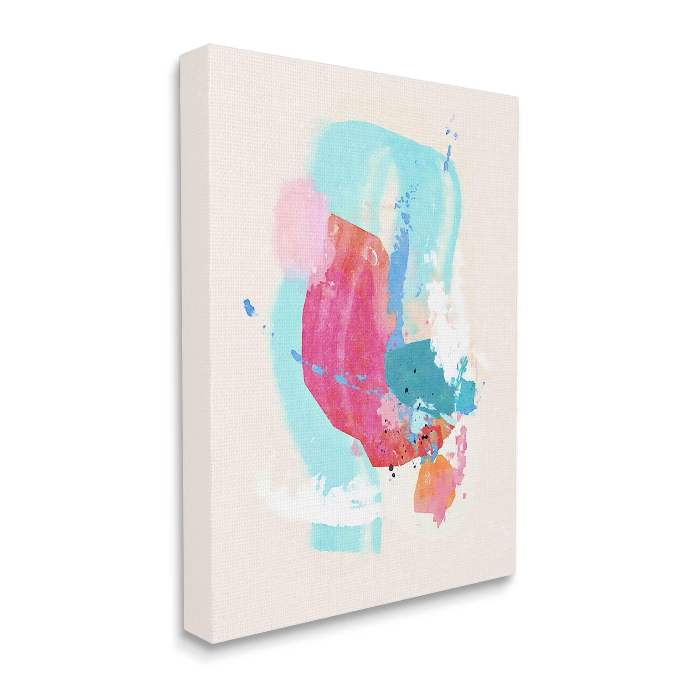 Fun Pink Abstract Strokes Abstract Graphic Art Gallery Wrapped Canvas Print Wall Art