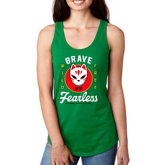 Brave Fearless Fox Mask Racerback Tank Women -Image by Shutterstock, Female XX-Large