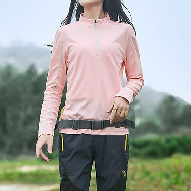 MHFRRA Camiseta de Manga Larga con Protección Solar para Mujer, Ligera, de Secado Rápido, para deportes Al Aire Libre, Senderismo y Montañismo. Rosa