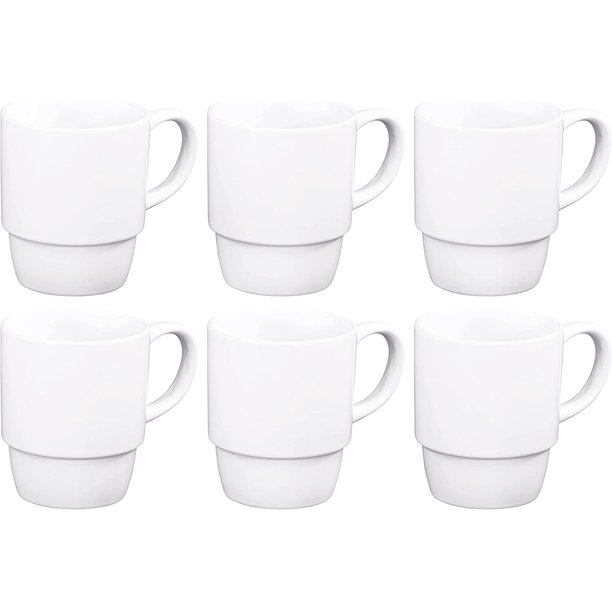 Ceramic Stacking Coffee Mug Tea Cup Dishwasher Safe Set Of 6 Large 18