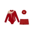 thumbnail image 3 of iiniim Little Girls Dance Unitards Biketards with Scrunchie 3Pcs Gymnastic Tracksuit Ballet Leotard B Burgundy 16, 3 of 7