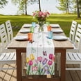 thumbnail image 4 of Table Runners 72 Inches Long Dress Scarves, Tulips Spring Floral Farmhouse Kitchen Table Runner, Coffee Tablerunners, Pastoral Flowers Butterfly Wooden 18x72 Inch, 4 of 9