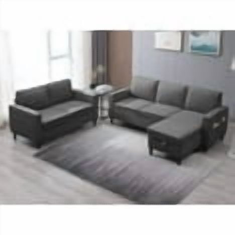 ijuicy Ensemble de Mobilier de Salon Moderne en Lin, 2 Pcs, Gris Foncé