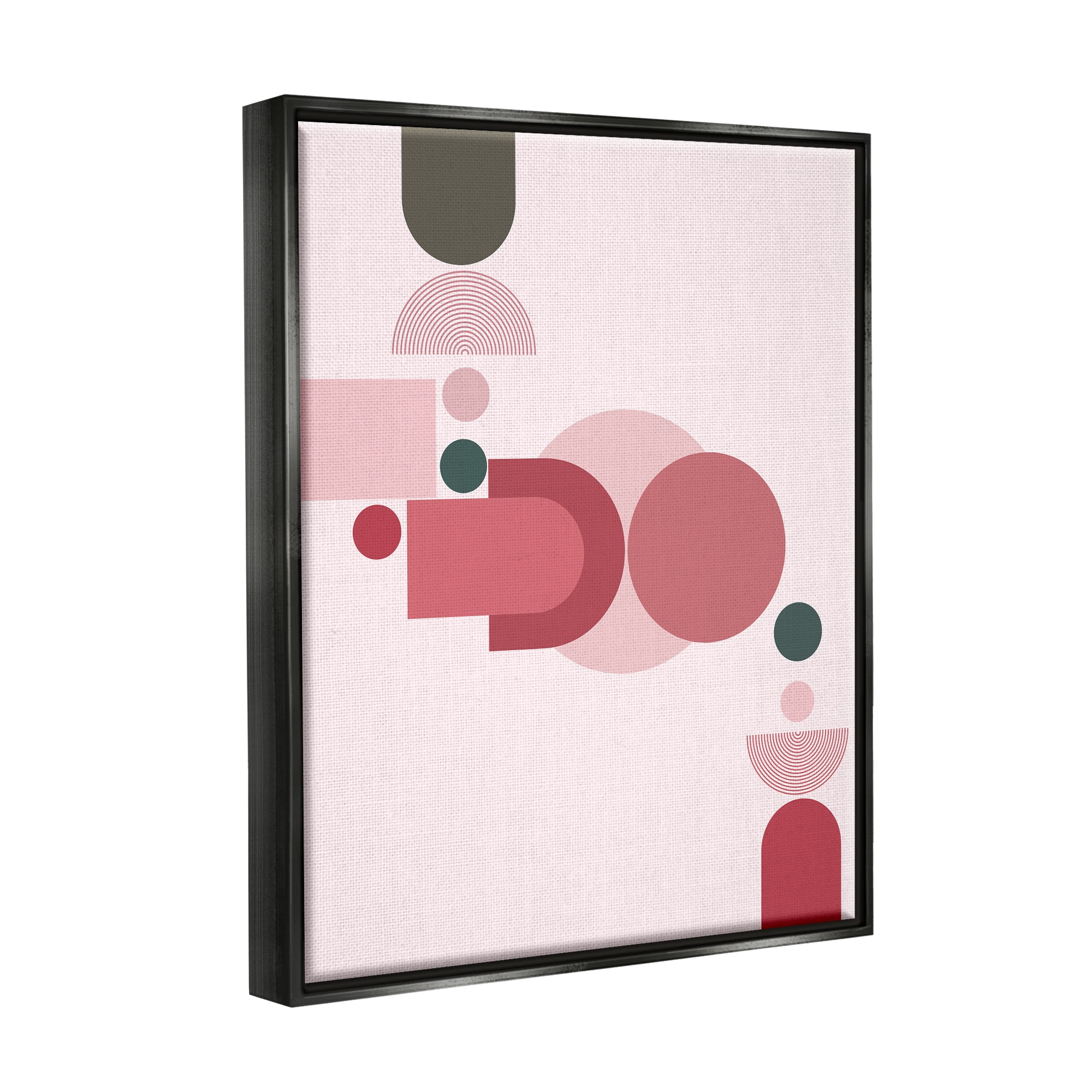 Stupell Industries Pink Varied Geometric Shapes Abstract Painting Black Floater Framed Art Print Wall Art, 17 x 21