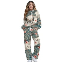 Yuyamidu Women's Tracksuits 2 Piece Outfits Matching Lounge Sets Boho Flower Butterfly Loungewear Drawstring Sweatshirt Wide Leg Sweatpants Sweatsuit for Yoga Golf Running Tops Bottoms Set Soft Comfy