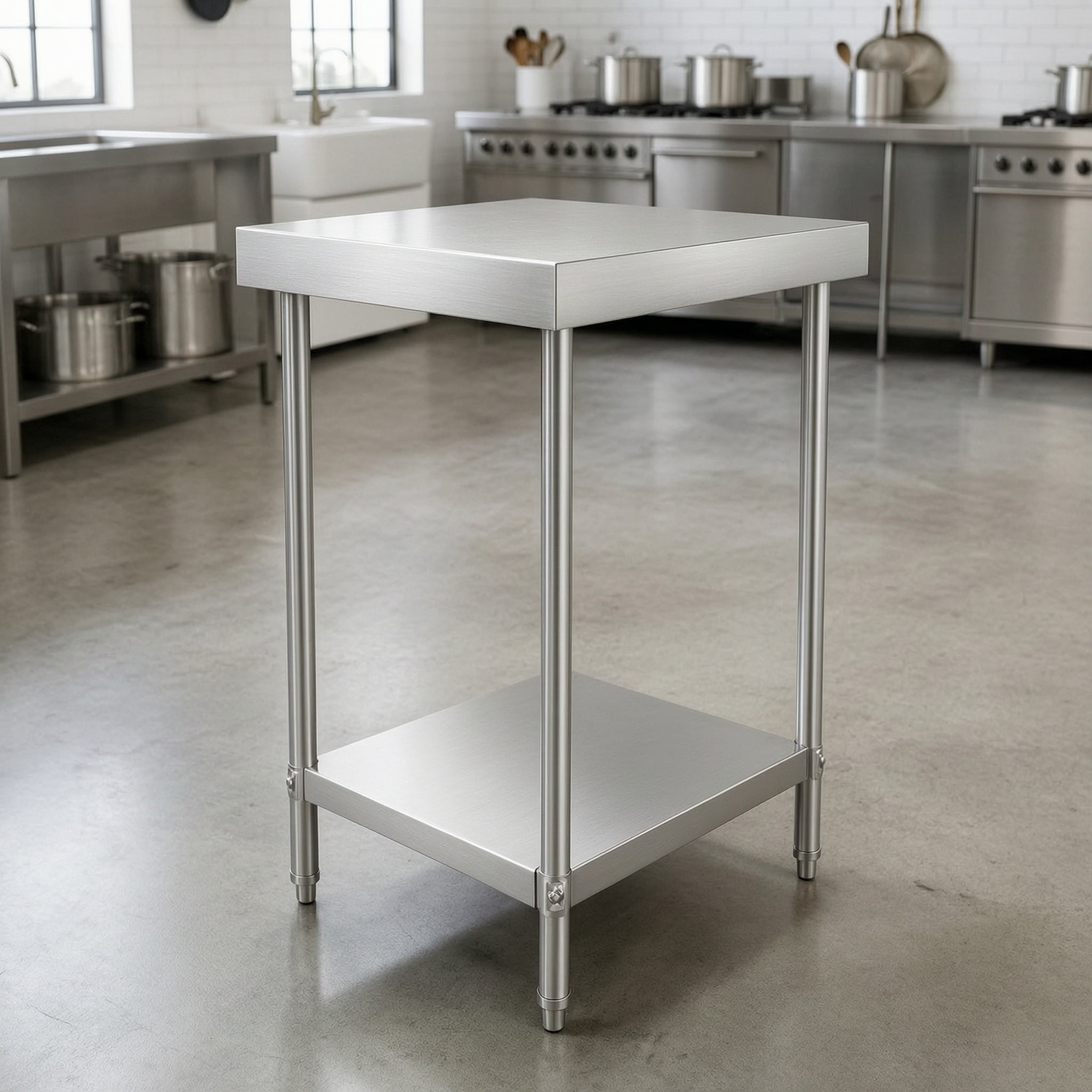 GARITIN 24 x 18 Inch Commercial Work Table, Stainless Steel Kitchen Prep Table with Under Shelf for Restaurant & Home, Silver