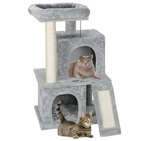 ZENY 34-in Cat Tree & Condo Scratching Post Tower Play House, Gray
