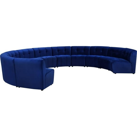 Maklaine 11-Piece Modular Contemporary Velvet Sectional Sofa in Navy