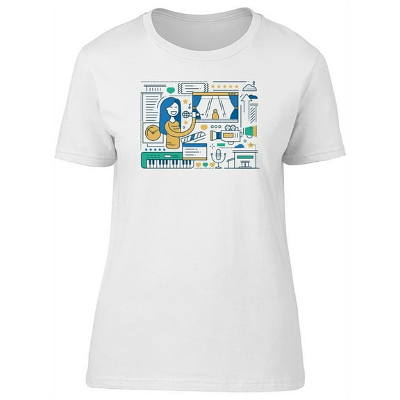 Cool Karaoke Lady Doodle Tee Women's -Image by Shutterstock