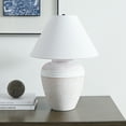 thumbnail image 4 of Evelyn&Zoe Chiara 23" Tall Ceramic Table Lamp with Fabric Shade, White Terracotta/White, 4 of 9