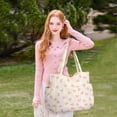 thumbnail image 3 of Gocvo Multiple Pockets Corduroy Bag, Large Tote Bag for Women, Ladies Bag Casual Hobo Handbags(Pink Bow), 3 of 9