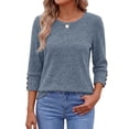 thumbnail image 2 of Fantaslook Womens 3/4 Sleeve Shirts with Buttons Dressy Casual Blouses Tunic Tops Fall Clothes, 2 of 9