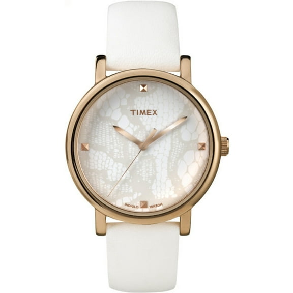 Timex Women's Originals T2P460 White Leather Analog Quartz Watch