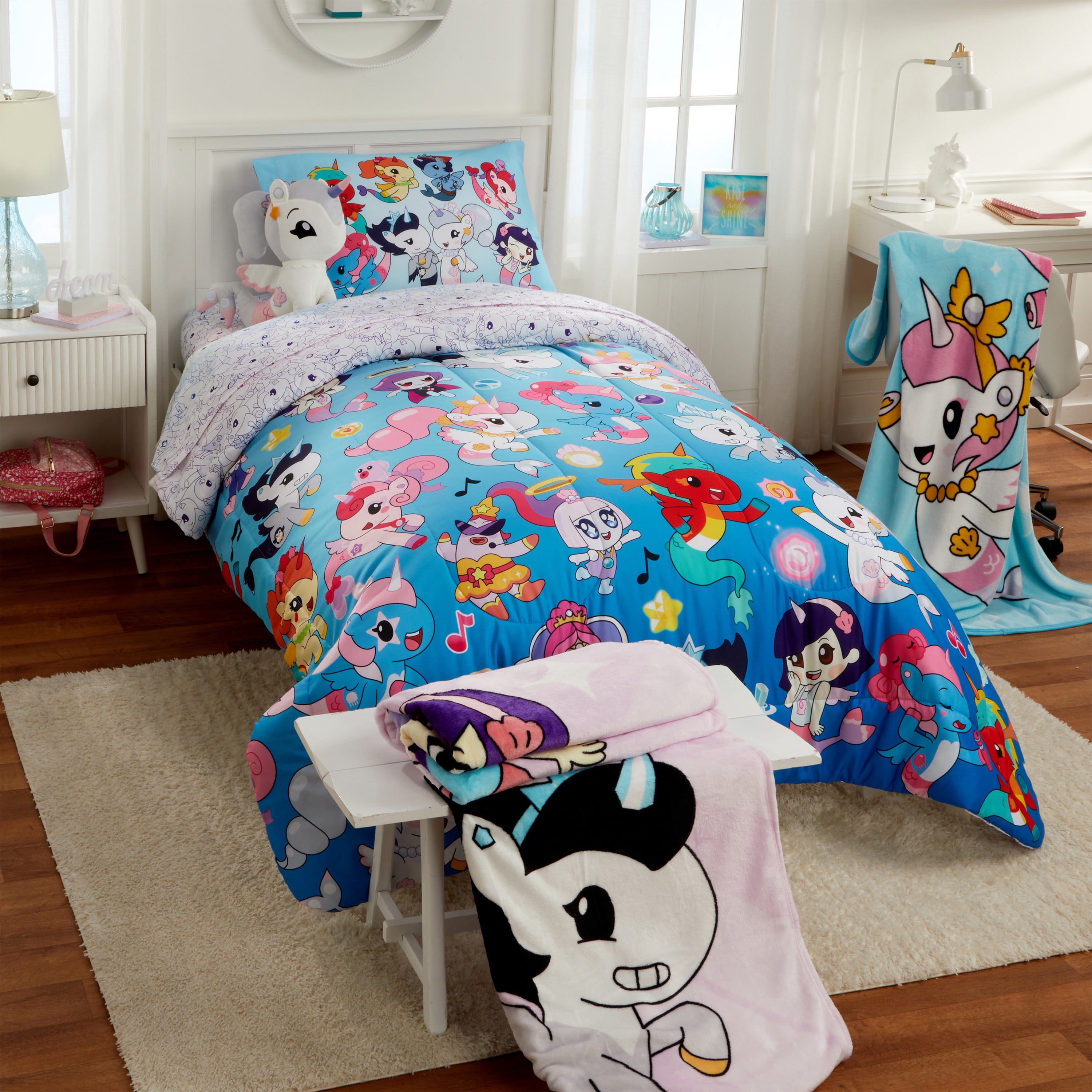 Mermicorno Starfall Kids 3 Piece Rainbow Ombre Sheet Set, Twin
