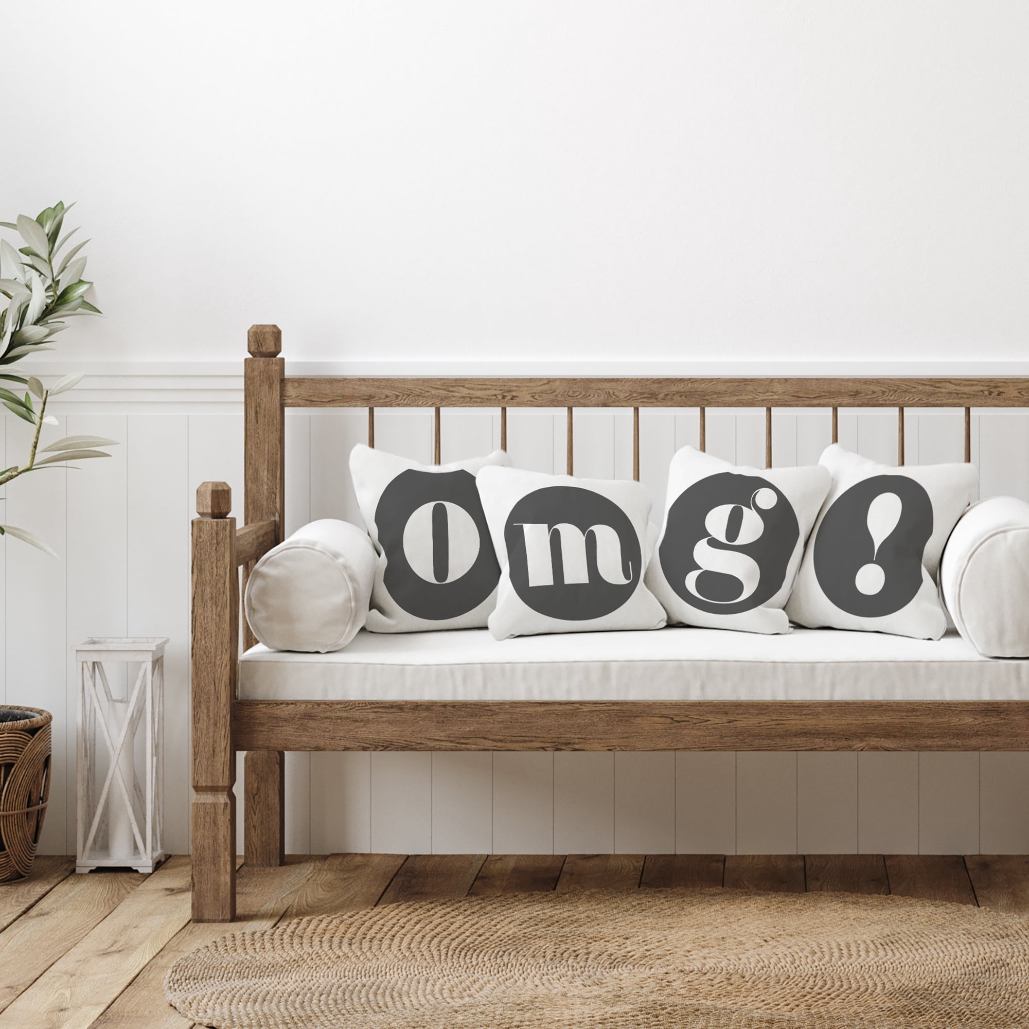Stupell Industries OMG Initial Letters Decorative Printed Throw Pillow, 18 x 18