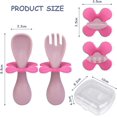 thumbnail image 2 of Cuchara y tenedor para bebé, cubiertos ergonómicos de 2 piezas Los cubiertos de aprendizaje ergonómico para bebés facilitan la autoalimentación (rosa), 2 of 5