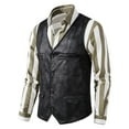 thumbnail image 6 of Odeerbi Leather Vest for Men Solid 2025 Fashion Vest with Pockets Single Breasted Stage Tops Blouse Black, 6 of 9