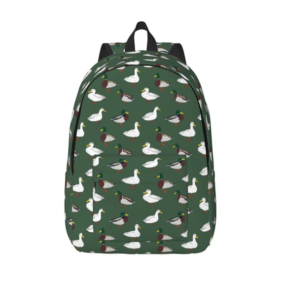 Vsdgher Colorful Mallard Duck Print Canvas Backpack Travel Rucksack Unisex Knapsack 15.7/17.7Inch Laptop Backpack for Work,College -Small