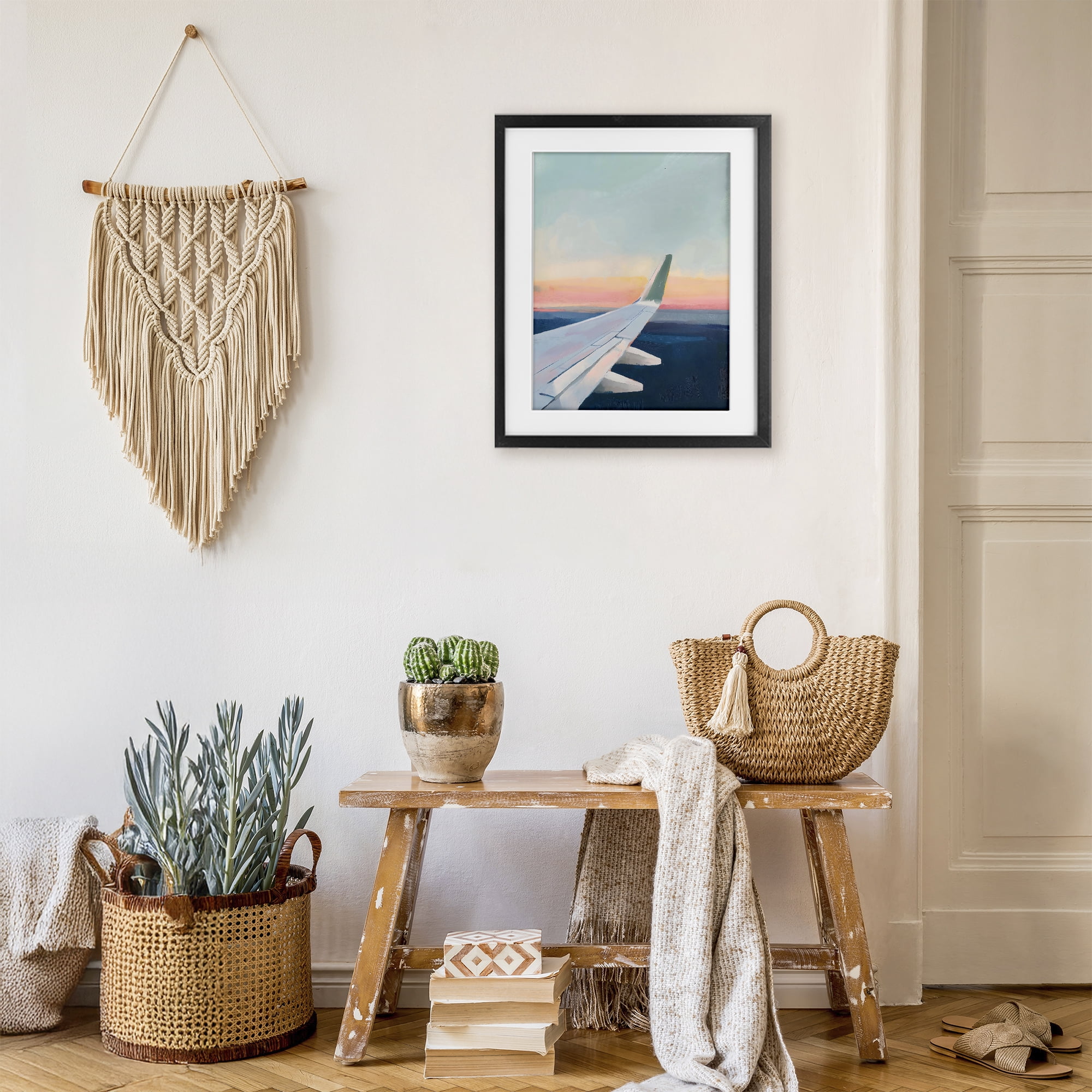 Stupell Industries Airplane Wing Sunset Black Framed Print Under Glass, design by The Prints Vibe