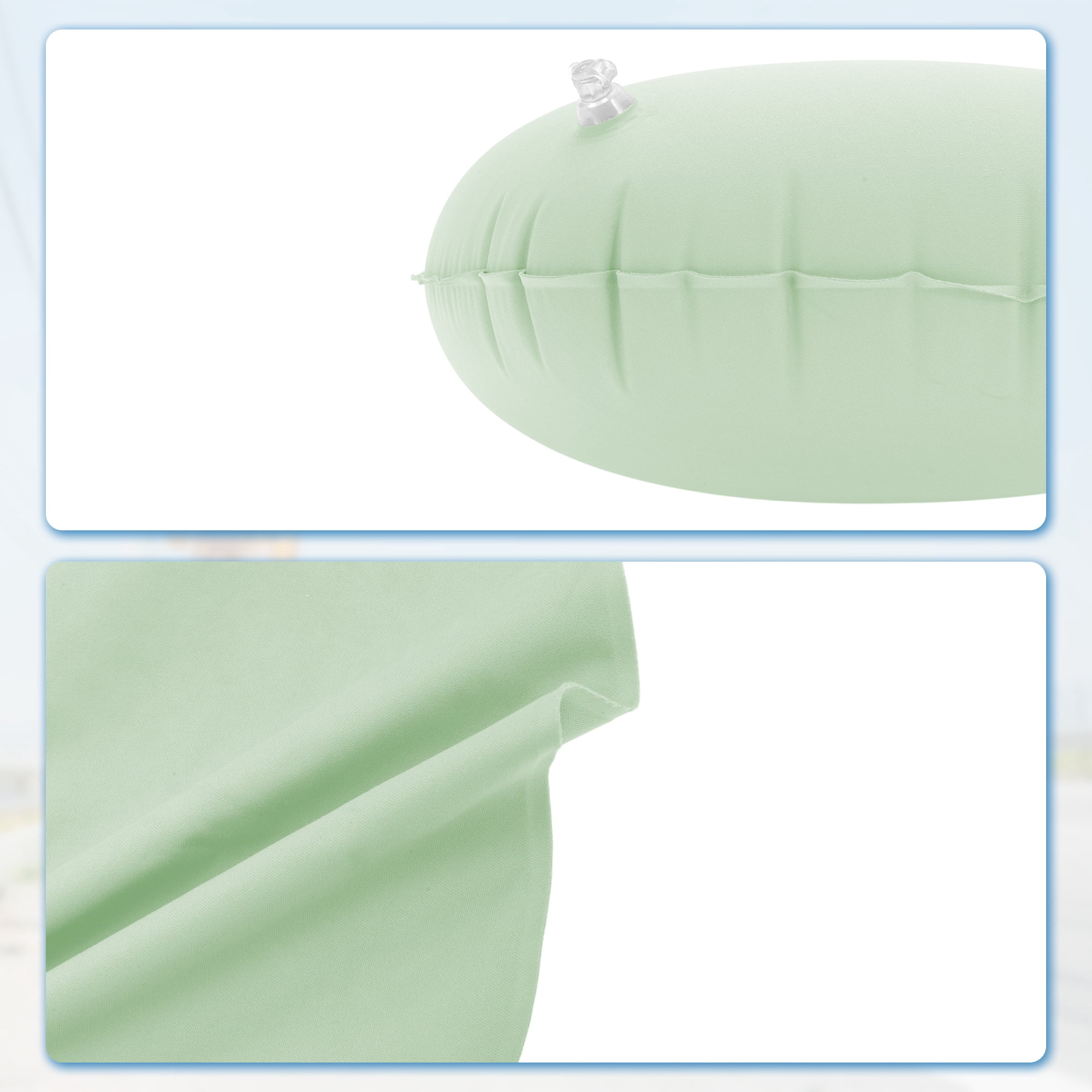 Unique Bargains Travel Pillow Press to Inflate Neck Pillow Light Green 15.75"x11.02"