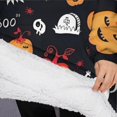 thumbnail image 3 of Oversized Wearable Blanket Hoodie,Halloween Ghost Pumpkin Medley Pattern Sherpa Blanket Hoodie with Super Pockets,Super Warm Fuzzy Pullover for Women & Men, 3 of 6