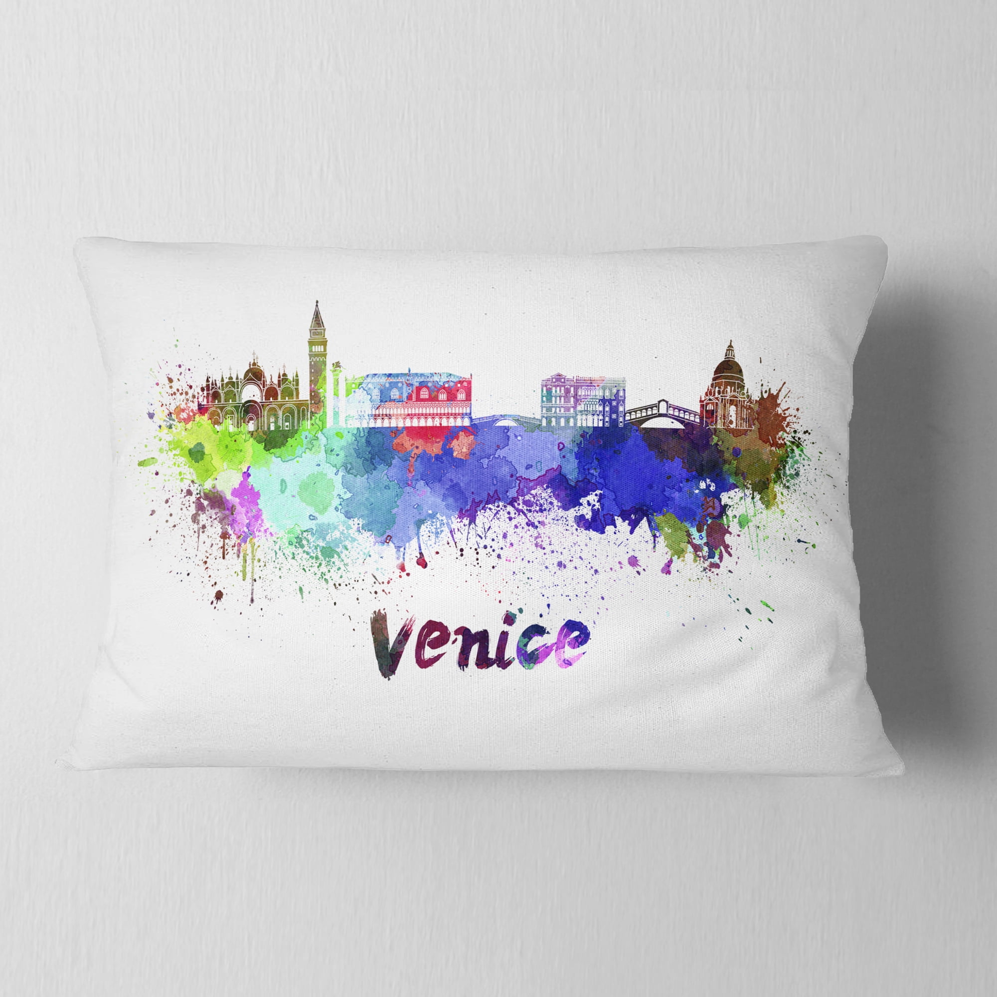 Designart Venice Skyline - Cityscape Throw Pillow - 12x20