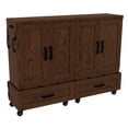 thumbnail image 2 of RoomAndLoft London Queen Solid Wood Mobile Murphy Cabinet Bed in Brown, 2 of 13
