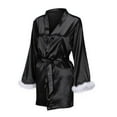 thumbnail image 5 of FRSASU Plus size Pajamas Satin Silk Pajamas Women Nightdress Lingerie Robes Underwear Sleepwear Feather Black XXXXL(XXXXL), 5 of 7