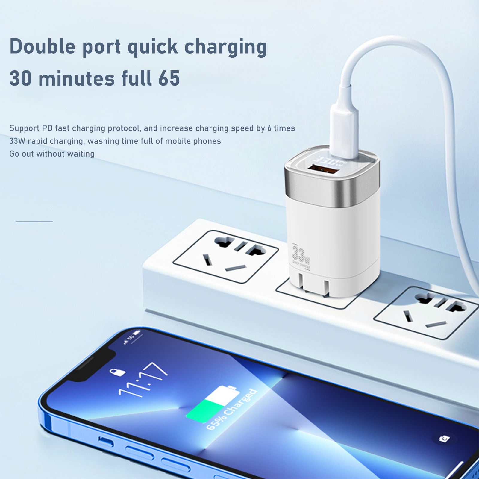Chargeur Rapide Multiport USB-C Et USB - 4 Ports, Technologie QC3.0 Et PD - Compact Et Pliable - Pour Voyage Et Bureau - 5
