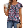 thumbnail image 3 of Fantaslook Womens Blouses Dressy Casual Pleated Tunic Tops Floral Ruffle Sleeve Summer Shirts, 3 of 9