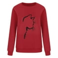 thumbnail image 4 of IROINNID Women's Long Sleeve Pullover Sweatshirt Round Neck Mid-Length Print Casual Autumn And Winter Cat Sweater, Red, 4 of 4