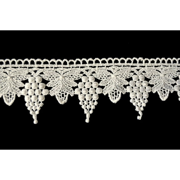 Lily 2.25" Ivory and White Venice Lace Bridal DIY Trim Grape Vine By Yardage
