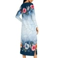 thumbnail image 6 of Aboser Zip Up Floral Bathrobes for Women Trendy Raglan Long Sleeve Robes Loose Long Nightgown Casual Zipper Front Loungewear with Pockets, 6 of 9