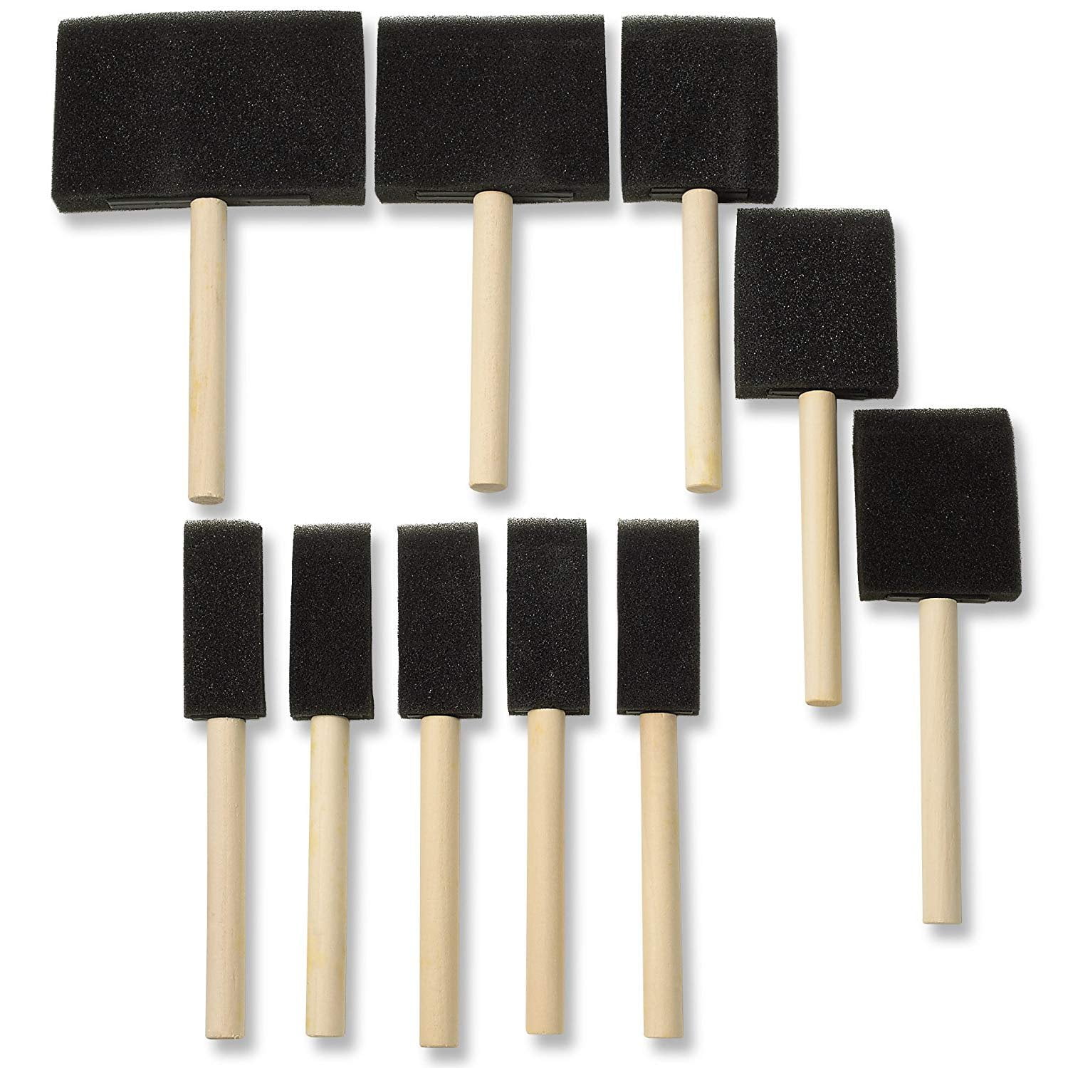 10 Pack Poly Foam Brushes With Wooden Handles For Any Professional