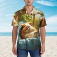 thumbnail image 2 of Sikiie Lazy Home Style Guinea Pig Print Men's Hawaiian Shirt, Summer Beach Button Pocket Short Sleeve T-Shirt,Small, 2 of 7