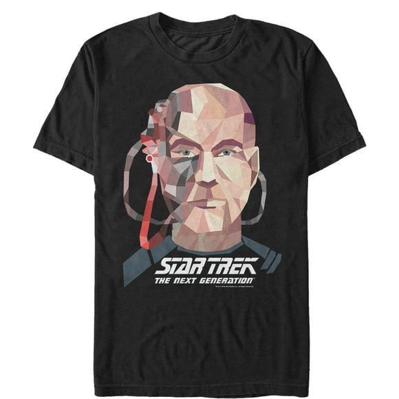 T-Shirt Homme Star Trek: la Prochaine Génération de Capitaine Géométrique Jean Luc Picard Borg - Black - X Large